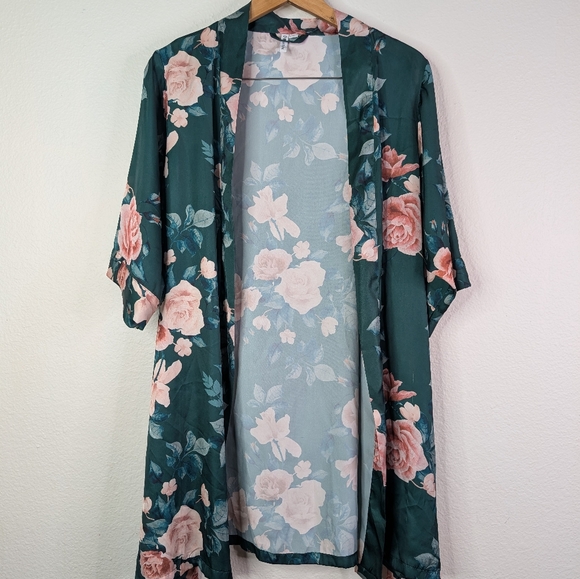 Green Floral Sleep Robe Davids Bridal - Picture 1 of 7
